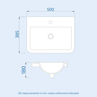 Nes Home 500mm White Ceramic Mid-Edge Basin comes with Single Tap Hole and Overflow - 6