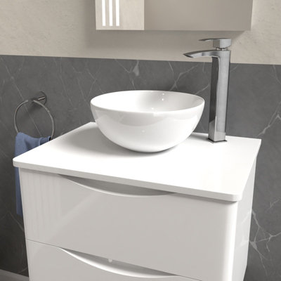 Nes Home 500mm White Round Corner MDF Bathroom Worktop For Vanity Cabinet - 4