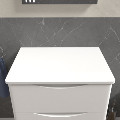 Nes Home 500mm White Round Corner MDF Bathroom Worktop For Vanity Cabinet - 5