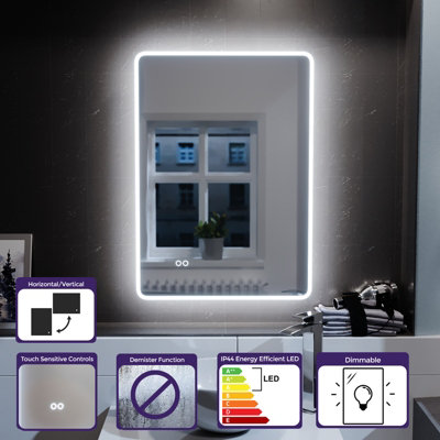 Nes Home 500mm x 700mm Edge LED Round Corner Bathroom Mirror - 3