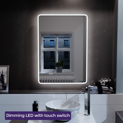 Nes Home 500mm x 700mm Edge LED Round Corner Bathroom Mirror - 4