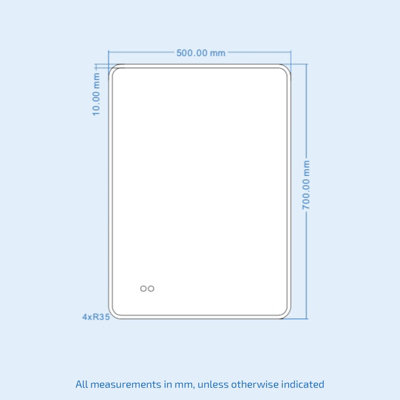 Nes Home 500mm x 700mm Edge LED Round Corner Bathroom Mirror - 8