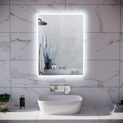 Nes Home 500mm x 700mm LED Round Corner Bluetooth Speaker Motion Sensor Mirror