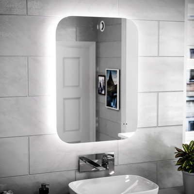 Nes Home 500mm x 700mm Modern LED Round Corner Bathroom Motion Sensor Mirror