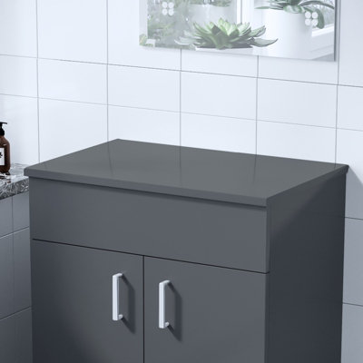 Nes Home 505mm Anthracite MDF Bathroom Worktop For Vanity Cabinet | DIY ...