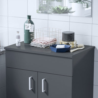 Nes Home 505mm Anthracite MDF Bathroom Worktop For Vanity Cabinet - 3