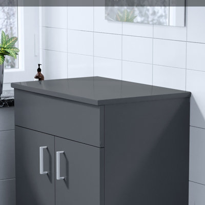 Nes Home 505mm Anthracite MDF Bathroom Worktop For Vanity Cabinet - 4