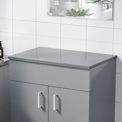 Nes Home 505mm Gloss Steel Grey MDF Bathroom Worktop For Vanity Cabinet Price Comparisons | Compare The Build