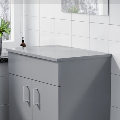 Nes Home 505mm Gloss Steel Grey MDF Bathroom Worktop For Vanity Cabinet - 4