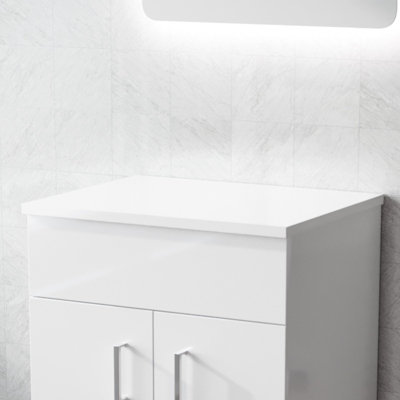 Nes Home 505mm Gloss White MDF Bathroom Worktop For Vanity Cabinet Price Comparisons | Compare The Build