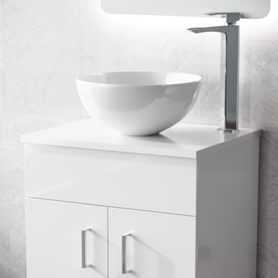 Nes Home 505mm Gloss White MDF Bathroom Worktop For Vanity Cabinet - 3
