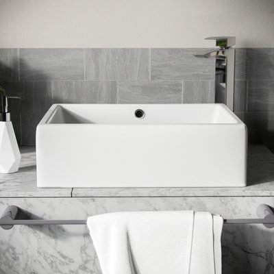 Nes Home 510 x 360 mm Rectangle  Counter Top Basin Cloakroom Bathroom Sink - 3