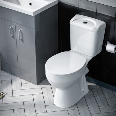 Nes Home 510mm Light Grey Floor Standing Vanity with 2 Doors, WC Toilet Pan & Basin