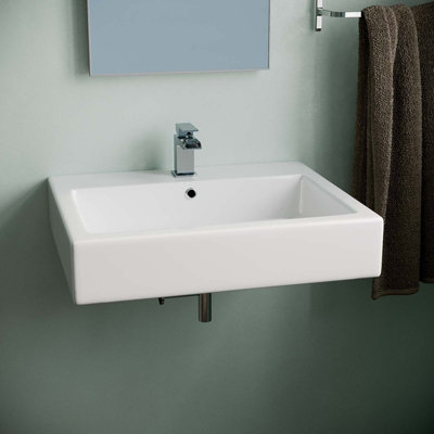 Nes Home 570mm Wall Hung Rectangle Cloakroom Basin White