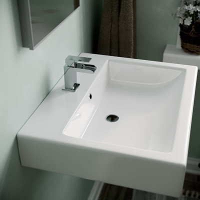 Nes Home 570mm Wall Hung Rectangle Cloakroom Basin White - 3
