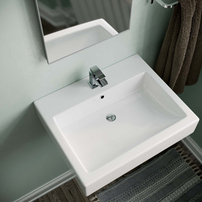 Nes Home 570mm Wall Hung Rectangle Cloakroom Basin White