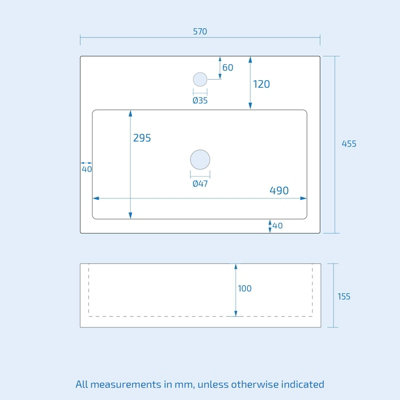 Nes Home 570mm Wall Hung Rectangle Cloakroom Basin White - 6