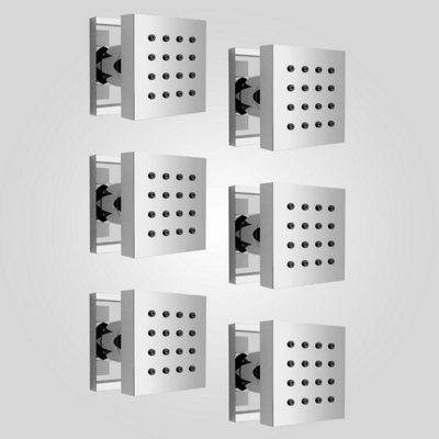 Nes Home 6 x Chrome Square Bathroom Shower Mixer Massage Body Jets
