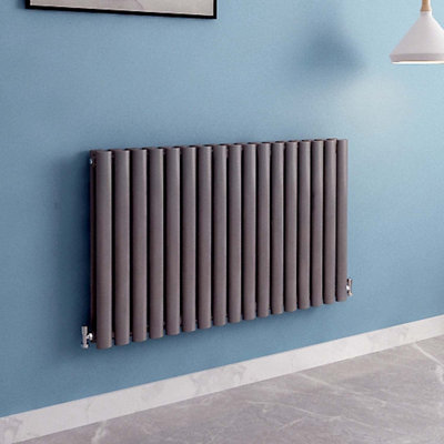 Nes Home 600 X 1020mm Horizontal Double Oval Tube Anthracite Designer Radiator