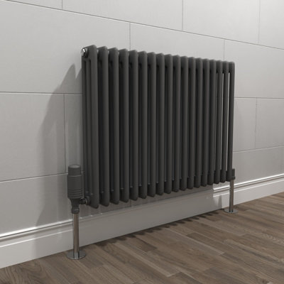 Nes Home 600 X 828 mm Horizontal Triple Column Dark Grey Anthracite Traditional Radiator