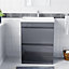 Nes Home 600mm 2 Drawers Handless Floorstanding Basin Vanity Cabinet Steel Grey