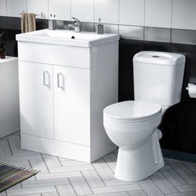 Nes Home 600mm Basin White Vanity & WC Toilet Pan
