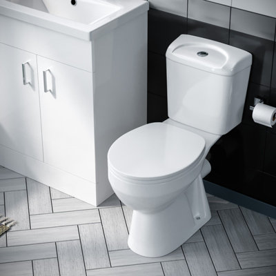 Nes Home 600mm Basin White Vanity & WC Toilet Pan