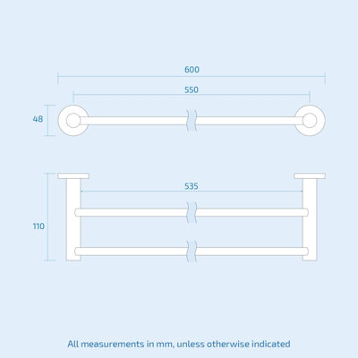 Nes Home 600mm Black Matte Double Tower Bar Stainless Steel Modern Bathroom Towel Rod