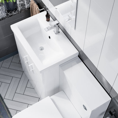 Nes Home 600mm Floor Standing White Vanity, Ceramic Basin, BTW Soft Close Toilet