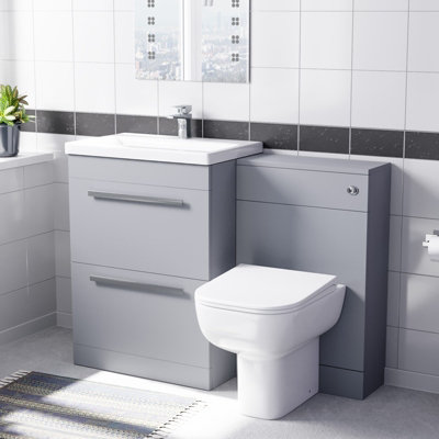 Nes Home 600mm Freestanding Drawers Vanity With WC & BTW Toilet - Matte ...
