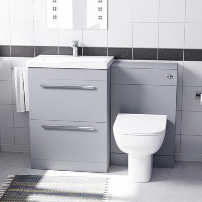 Nes Home 600mm Freestanding Drawers Vanity With WC & BTW Toilet - Matte ...
