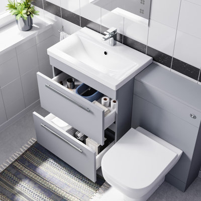 Nes Home 600mm Freestanding Drawers Vanity With WC & BTW Toilet - Matte ...