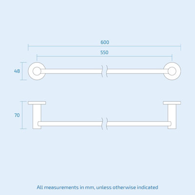 Nes Home 600mm Matte Black Single Towel Bar Stainless Steel Modern Towel Rod for Bathroom