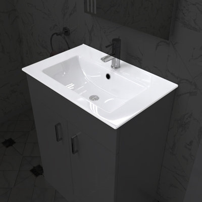 Nes Home 600mm Modern White Slim Ceramic Inset Basin - 3