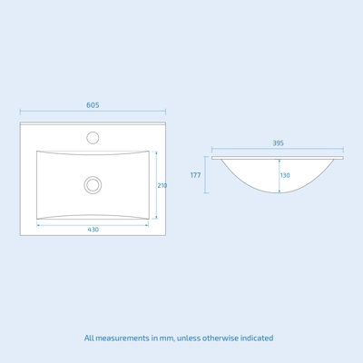 Nes Home 600mm Modern White Slim Ceramic Inset Basin - 6