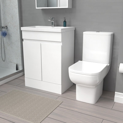 Nes Home 600mm White Basin Vanity Unit & Close Coupled Toilet Price Comparisons | Compare The Build
