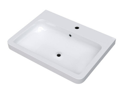 Nes Home 600mm White Ceramic Mid-Edge Basin comes with Single Tap Hole and Overflow