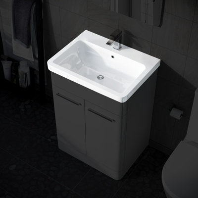 Nes Home 600mm White Ceramic Mid-Edge Basin comes with Single Tap Hole and Overflow