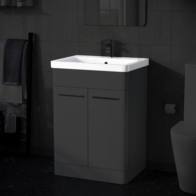 Nes Home 600mm White Ceramic Mid-Edge Basin comes with Single Tap Hole and Overflow - 3