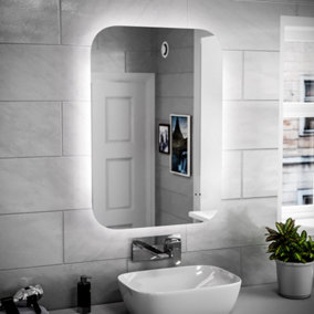 Nes Home 600mm x 800mm Modern LED Round Corner Bathroom Motion Sensor Mirror