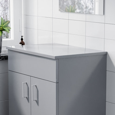 Nes Home 605mm Gloss Grey MDF Bathroom Worktop For Vanity Cabinet - 4