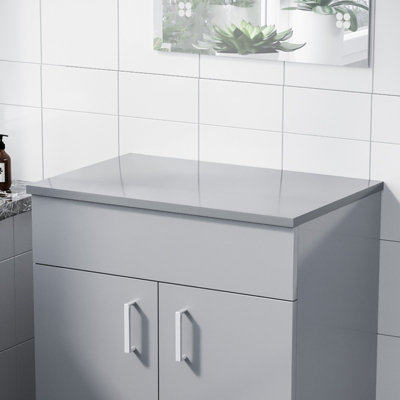 Nes Home 605mm Gloss Light Grey MDF Bathroom Worktop For Vanity Cabinet