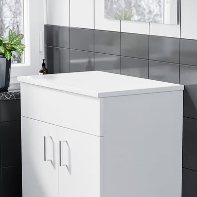 Nes Home 605mm Gloss White MDF Bathroom Worktop For Vanity Cabinet - 4