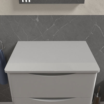Nes Home 610mm Grey Round Corner MDF Bathroom Worktop For Vanity Cabinet - 5