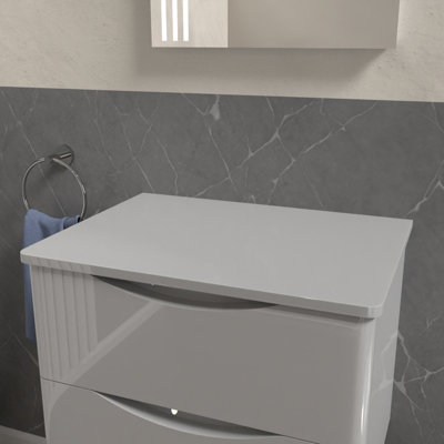 Nes Home 610mm Light Grey Round Corner MDF Bathroom Worktop For Vanity Cabinet