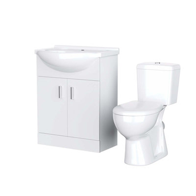 Nes Home 650 mm Basin Vanity Sink Unit & Back To Wall Toilet Suite