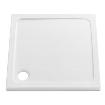 Nes Home 700 mm Small Shower Tray Square Slimline Included Waste Position Corner