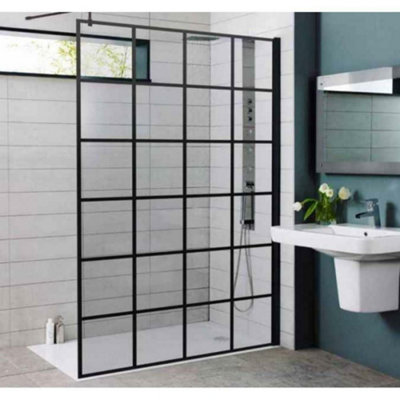 Nes Home 700 mm Walk in Shower Enclosure Wet Room Screen Matte Black Cubicle Price Comparisons | Compare The Build