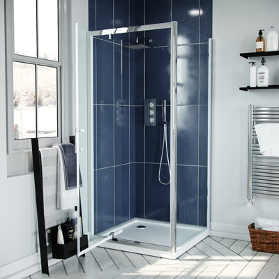 Nes Home 700 x 700mm Pivot Door Shower Enclosure & Side Panel Chrome