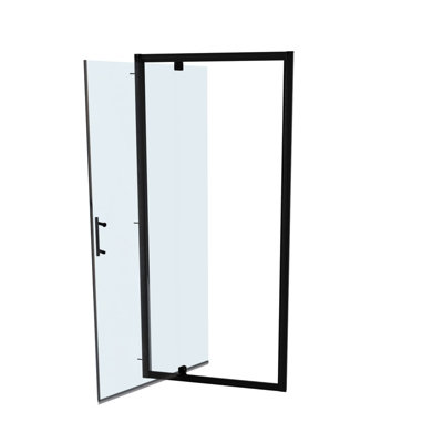 Nes Home 700mm Pivot Shower Door Enclosure Screen 6mm Tempered Glass Matte Black - 6